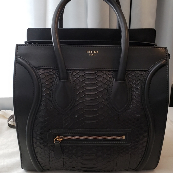 Celine Black Leather python with Structured Design - Picture 1 of 8